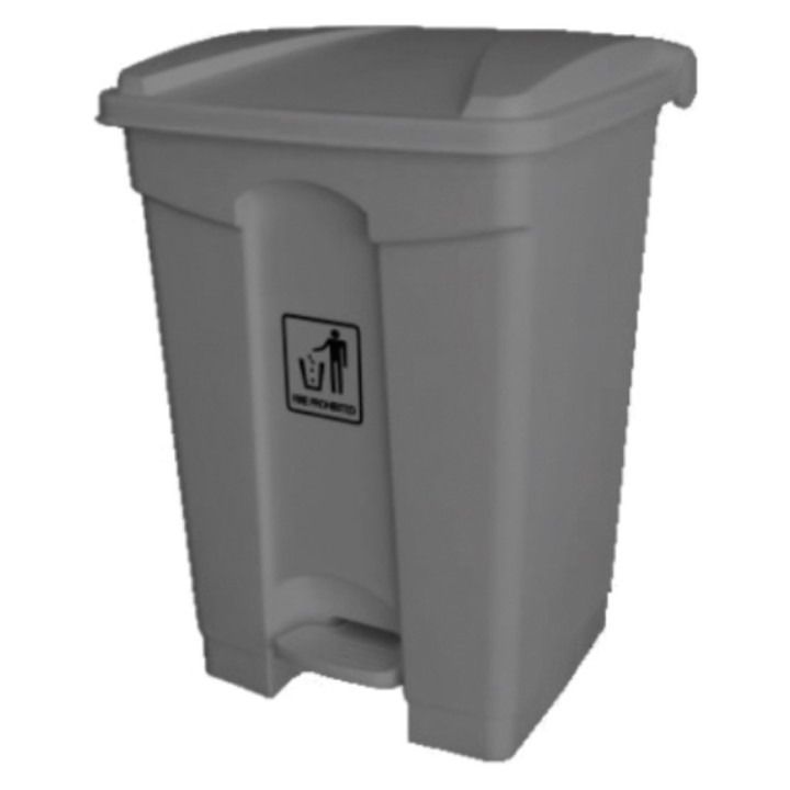 Cubo basura c/tapa y pedal plástico 45 l. gris