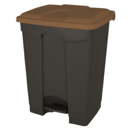 Cubo basura con tapa y pedal plástico 45 l.  marrón (1 un.)