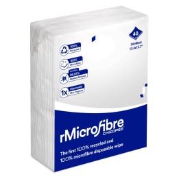 Bayeta microfibra Blanca desechable 34x40 cm.  (pq. 40 un.)