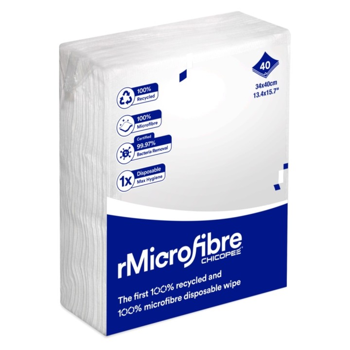 Bayeta microfibra Blanca desechable 34x40 cm.  (pq. 40 un.)