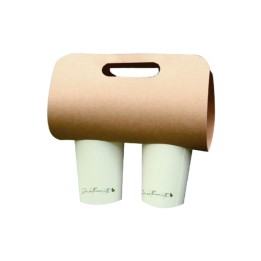 Portavasos 2 asas kraft 80 mm.  (pq. 50 recip.)