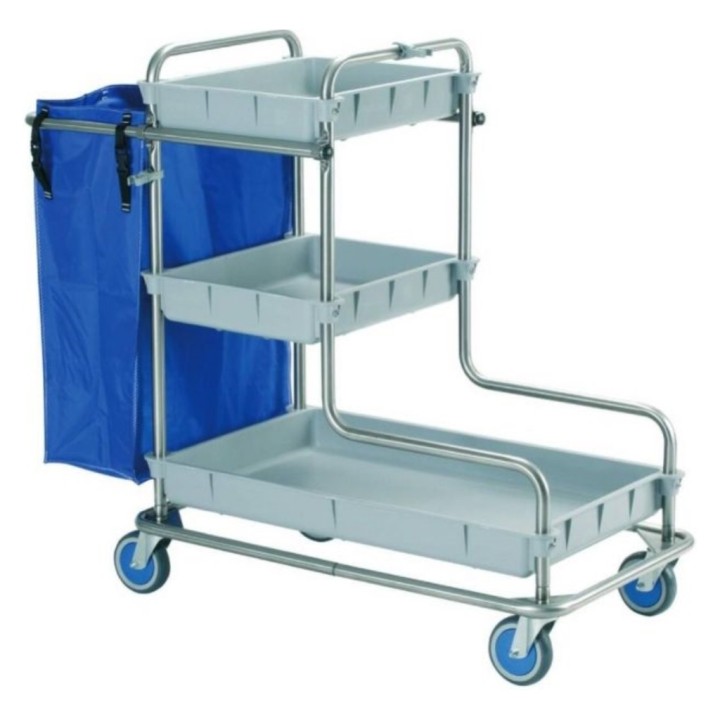CARRO L INOX 3 BANDEJAS PP. 1 BOLSA 77L  122x56x106cn  1 U
