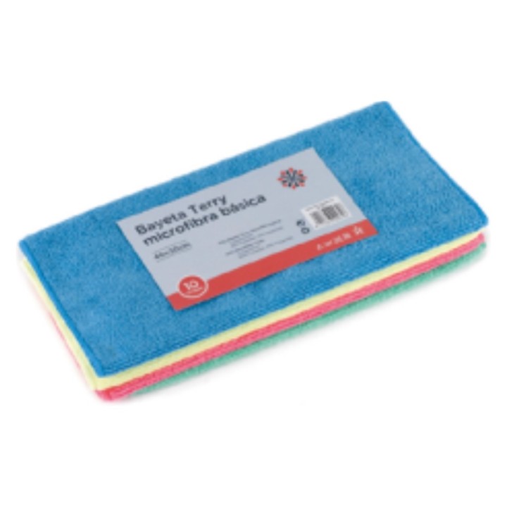 Bayeta basica microfibras 30x40 cm.  270 gr. rojo (pq. 10 un.)