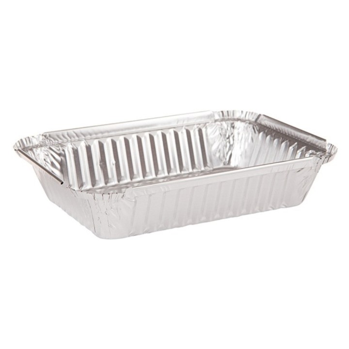 Bandeja aluminio 6 piezas rect. 194x144x33 mm. (pq. 100 un.)