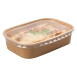 Envase rectangular bambu+tapa 173x120x48 mm. kraft 500 ml.  (pq. 25 un.)