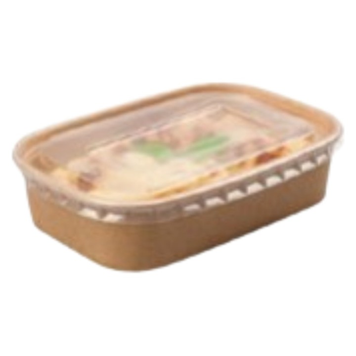 Envase rectangular bambu+tapa 173x120x48 mm. kraft 500 ml.  (pq. 25 un.)
