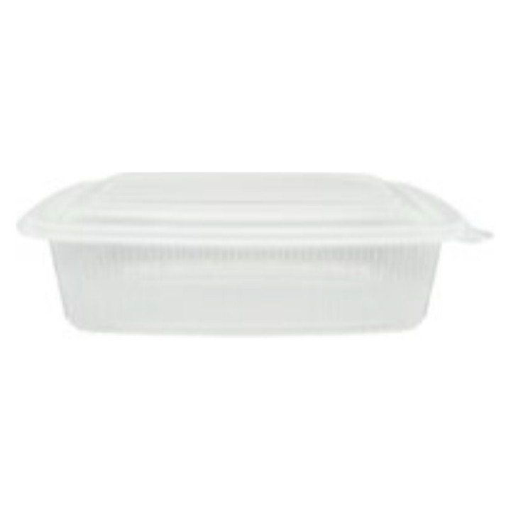 Tarrina bisagra PP 190x150x55 mm c/tapa 750 cc.  (pq. 50 un.)