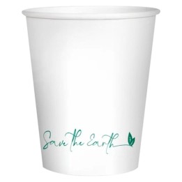 Vaso línea verde cartón 240 ml. blanco (pq. 50 un.)