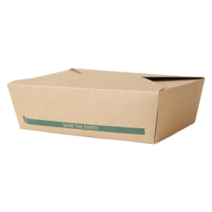 Envase Rectangular 1400 ml. kraft 212x162x50 mm.  (pq. 50 recip.)