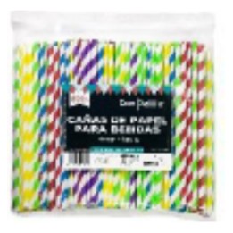 Caña recta espiral papel biodegradable 200x6 mm.  colores (pq. 4 pq. 250 un.)