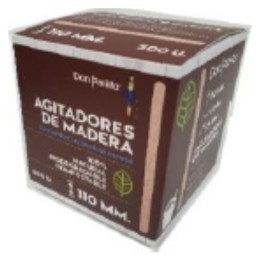 Agitador madera env.indv.papel. 11 cm.  (pq. 500 un.)