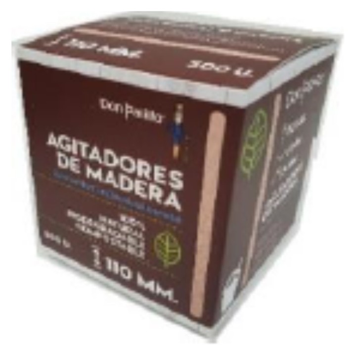 Agitador madera env.indv.papel. 11 cm.  (pq. 500 un.)