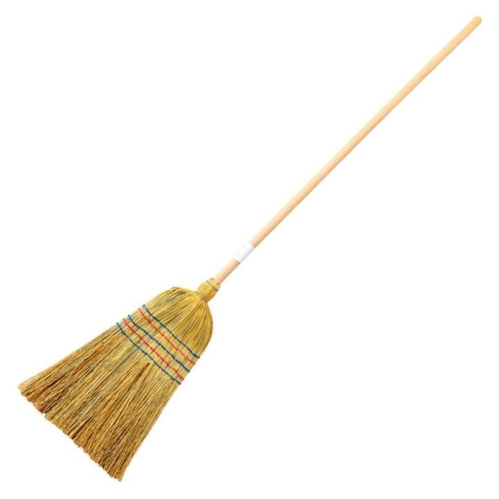 Escoba mijo natural plana mango madera  (1 un.)