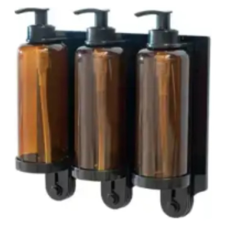 Soporte triple pared amenities negre (1 un.)