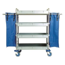 Carro inox 4 bandejas plastico gris con asas+2 bolsas