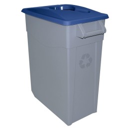 Cubo plastico reci. tapa azul abierta 585x290x670 mm. 65 l.  gris (1 un.)