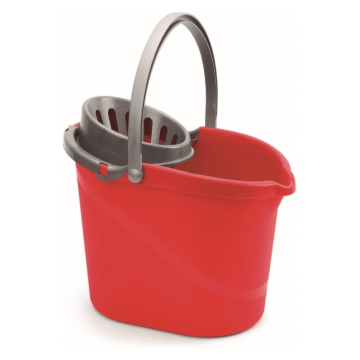 Cubo fregar oval c/escurridor 14 l. rojo