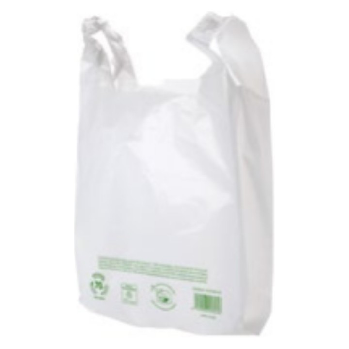 Tecno bolsa camiseta 70% reciclado 35x50 cm.  (pq. 100 bl.)