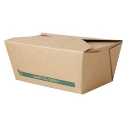 Envase Rectangular 1900 ml. kraft 212x162x65 mm.  (pq. 50 recip.)